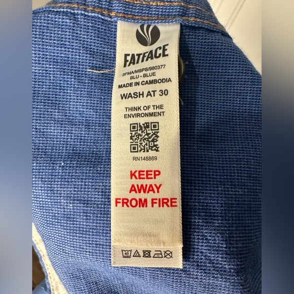 NWT Fat Face Tadlow 100% Cotton Long Sleeve Button Down Shirt Blue Men's Size S - Picture 8 of 10